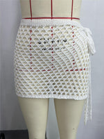 Knitted Hollow Out Mini Beach Skirt - QH Clothing