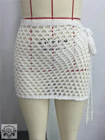 Knitted Hollow Out Mini Beach Skirt - QH Clothing