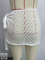 Knitted Hollow Out Mini Beach Skirt - QH Clothing