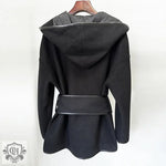 Hooded Belt Wool Jacket Coat - QH Clothing