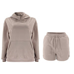 Hooded Long Sleeve Sweater & Shorts - Clothing