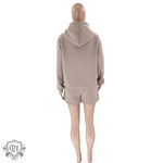 Hooded Long Sleeve Sweater & Shorts - Clothing