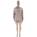 Hooded Long Sleeve Sweater & Shorts - Clothing