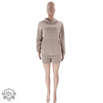 Hooded Long Sleeve Sweater & Shorts - Clothing