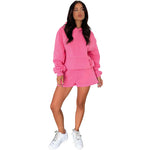 Hooded Long Sleeve Sweater & Shorts - S / Coral Red - Clothing