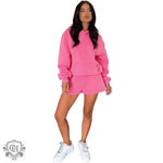 Hooded Long Sleeve Sweater & Shorts - S / Coral Red - Clothing