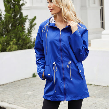 Hooded Waterproof Trench Coat Women - QH Clothing