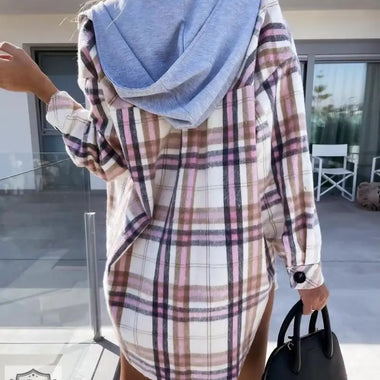 Hooded Plaid Winter Coat - QH Clothing