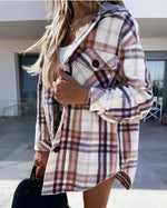 Hooded Plaid Winter Coat - QH Clothing