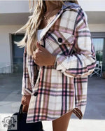 Hooded Plaid Winter Coat - QH Clothing