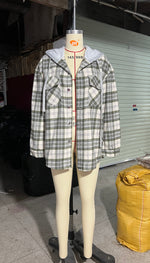 Hooded Plaid Shacket with Large Pocket - QH Clothing