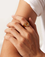 Exquisite 18K Gold Horseshoe Design Zircon Ring - Timeless Elegance -  QH Clothing