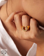 Exquisite 18K Gold Horseshoe Design Zircon Ring - Timeless Elegance -  QH Clothing