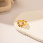 Exquisite 18K Gold Horseshoe Design Zircon Ring - Timeless Elegance -  QH Clothing