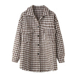 Houndstooth Woolen Long Coat - QH Clothing