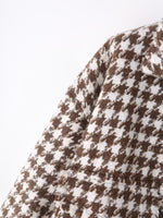 Houndstooth Woolen Long Coat - QH Clothing