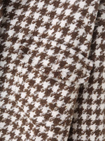 Houndstooth Woolen Long Coat - QH Clothing