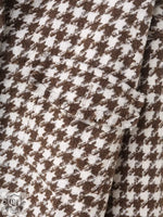 Houndstooth Woolen Long Coat - QH Clothing