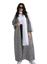 Elegant Check Cardigan Coat - QH Clothing