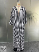 Elegant Check Cardigan Coat - QH Clothing