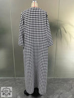 Elegant Check Cardigan Coat - QH Clothing