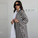 Elegant Check Cardigan Coat - QH Clothing