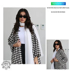 Elegant Check Cardigan Coat - QH Clothing