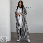 Elegant Check Cardigan Coat - QH Clothing