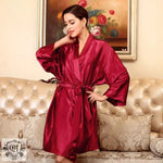 Pajamas Women  Spring Summer Silk Ice Silk Robe Foreigners plus Size Bathrobe Morning Gowns Ladies Summer Loungewear - Quality Home Clothing| Beauty