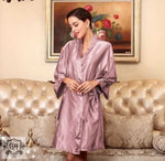 Pajamas Women  Spring Summer Silk Ice Silk Robe Foreigners plus Size Bathrobe Morning Gowns Ladies Summer Loungewear - Quality Home Clothing| Beauty