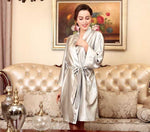 Pajamas Women  Spring Summer Silk Ice Silk Robe Foreigners plus Size Bathrobe Morning Gowns Ladies Summer Loungewear - Quality Home Clothing| Beauty