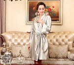 Pajamas Women  Spring Summer Silk Ice Silk Robe Foreigners plus Size Bathrobe Morning Gowns Ladies Summer Loungewear - Quality Home Clothing| Beauty