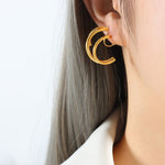 18K Gold Simple and Atmospheric Irregular C-shaped Design Versatile Earrings - QH Clothing