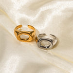 18K gold simple and personalized irregular-shaped hollow design ring - QH Clothing