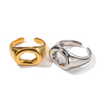 18K gold simple and personalized irregular-shaped hollow design ring - QH Clothing