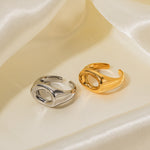 18K gold simple and personalized irregular-shaped hollow design ring - QH Clothing