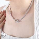 Elegant Pearl and Zircon Necklace -  QH Clothing