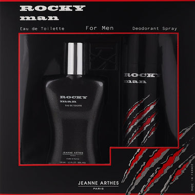 Jeanne Arthes Rocky Man Gift Set 100ml EDT + 200ml Deodorant Spray - Fragrance