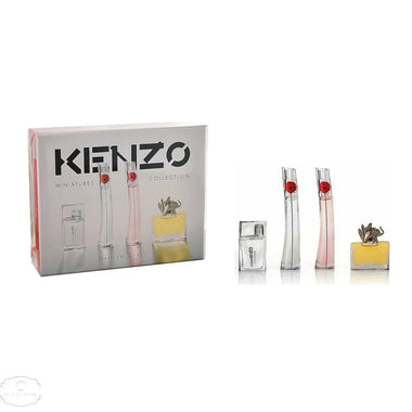 Kenzo Miniatures Gift Set 5ml Jungle Elephant EDP + 4ml Flower EDP + 4ml Flower by Kenzo Poppy Bouquet EDP + 5ml L'Eau Kenzo Pour Femme EDT - QH Clothing