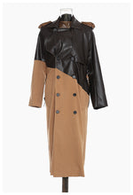 Khaki Lace-Up Leather Wind Coat - QH Clothing