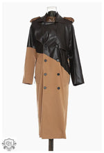 Khaki Lace-Up Leather Wind Coat - QH Clothing