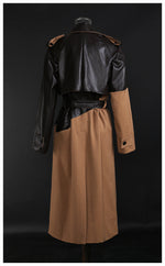 Khaki Lace-Up Leather Wind Coat - QH Clothing