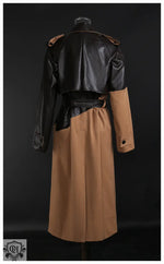 Khaki Lace-Up Leather Wind Coat - QH Clothing