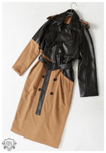 Khaki Lace-Up Leather Wind Coat - QH Clothing