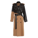 Khaki Lace-Up Leather Wind Coat - QH Clothing