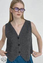 Knitted Sleeveless Vest - Clothing