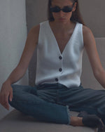 Knitted Sleeveless Vest - Clothing