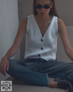 Knitted Sleeveless Vest - Clothing