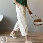 Cropped Casual Pants Korean High Waist Elastic Banana Pants Women Spring Thin Slimming Harem Pants - Quality Home Clothing| Beauty