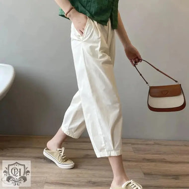 Cropped Casual Pants Korean High Waist Elastic Banana Pants Women Spring Thin Slimming Harem Pants - Quality Home Clothing| Beauty